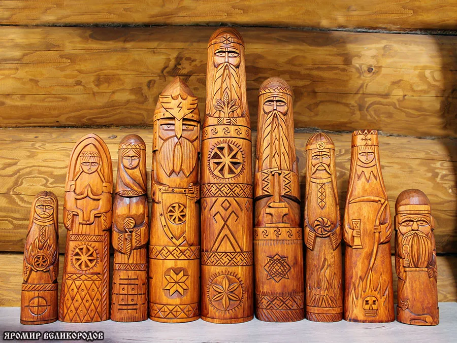 Славянские Боги из дерева - коллекция кумиров ручной работы: Коляда, Лада, Макошь, Перун, Род, Сварог, Купало, Марена, Домовичок