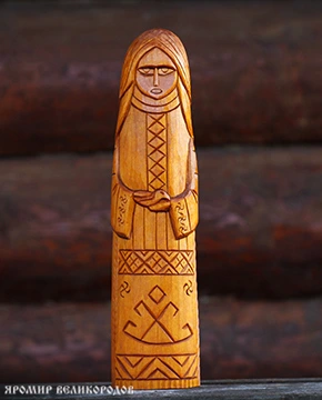 Кумир Богини Рожаны 30 см, основной план, деревянная статуя славянской богини семьи и плодородия ручной работы