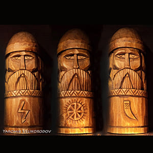 Кумир Триглава 20 см - купить деревянный кумир бога триединства миров