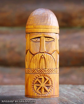 Триглав 20 см - детальная проработка трех ликов, ручная резьба по дереву мастера славянских оберегов